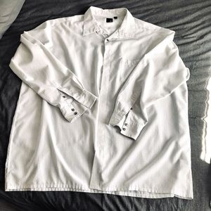 J. Ferrar men’s 3XL white w/thin gray stripe detail contemporary dress shirt